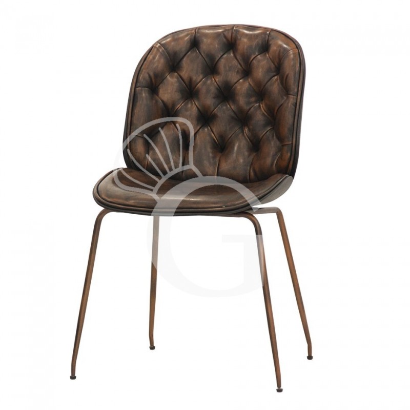 Sedia Spider con struttura in metallo verniciato e rivestimento in ecopelle, colore marrone