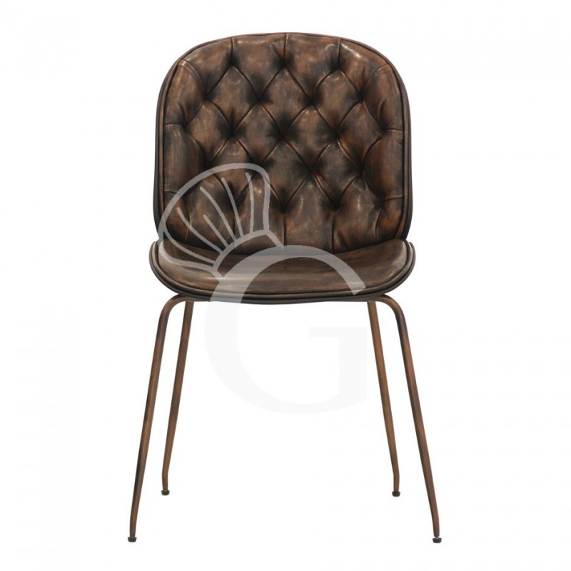 Sedia Spider con struttura in metallo verniciato e rivestimento in ecopelle, colore marrone
