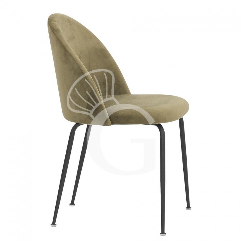 Sedia Glamm con struttura in metallo verniciato e rivestimento in velluto