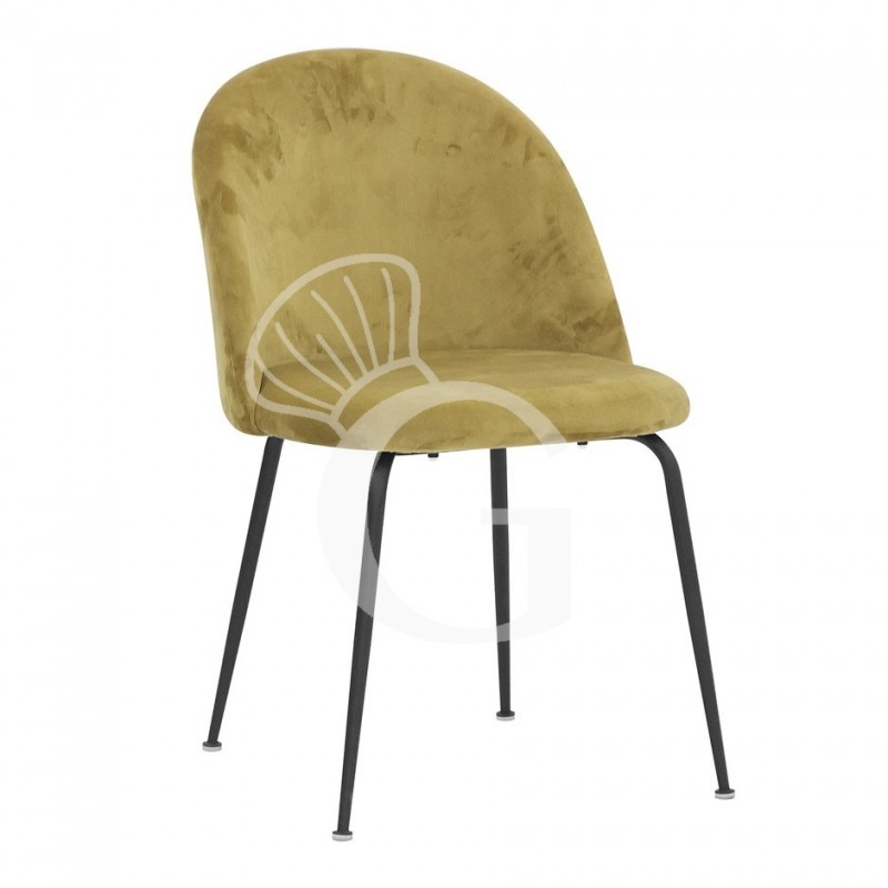 Sedia Glamm con struttura in metallo verniciato e rivestimento in velluto