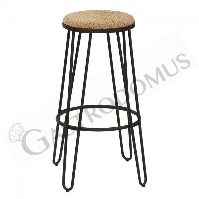 Sgabello Madison con struttura in metallo verniciato e seduta in legno Sgabello Madison con struttura in metallo verniciato e seduta in legno