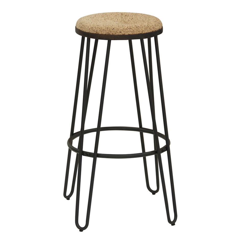 Sgabello Madison con struttura in metallo verniciato e seduta in legno