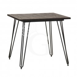 Tavolo quadrato da esterno in metallo verniciato e piano in legno con dimensioni 800 mm x 800 mm