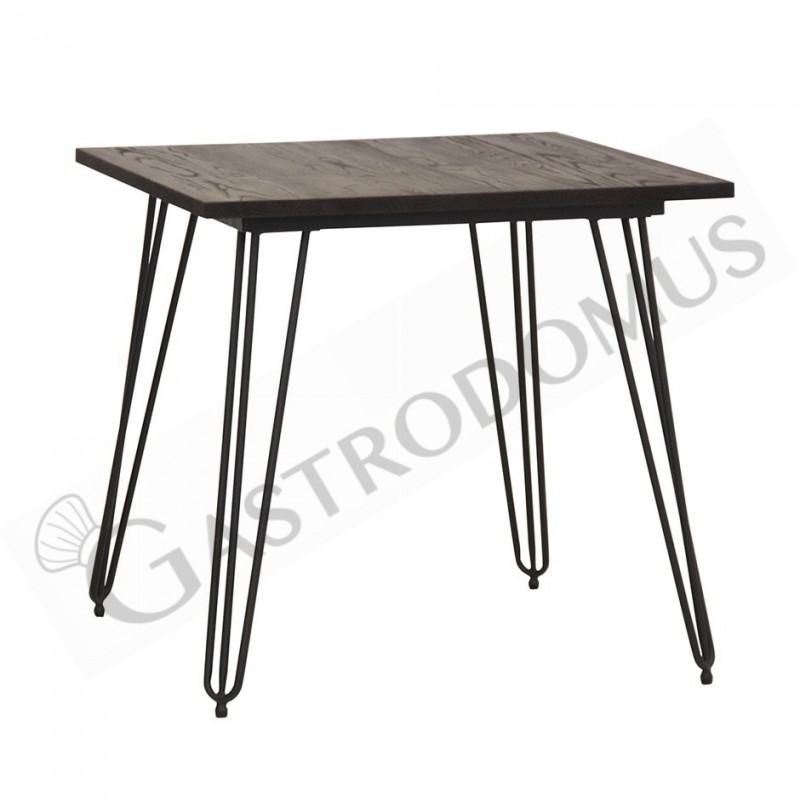 Tavolo quadrato da esterno in metallo verniciato e piano in legno con dimensioni 800 mm x 800 mm Tavolo quadrato da esterno in metallo verniciato e piano in legno con dimensioni 800 mm x 800 mm