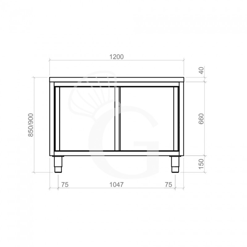 tavolo armadiato passante porte scorrevoli prof 600 lungh 1200