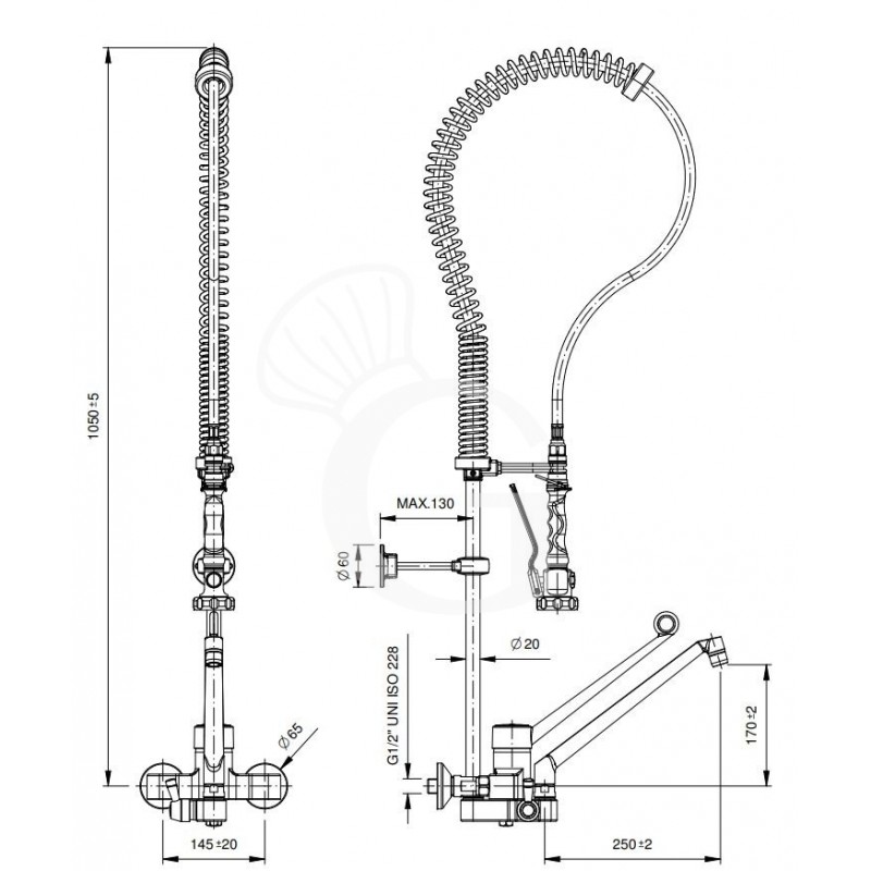 Gruppo doccia Top-Class combinazione rubinetto con leva clinica
