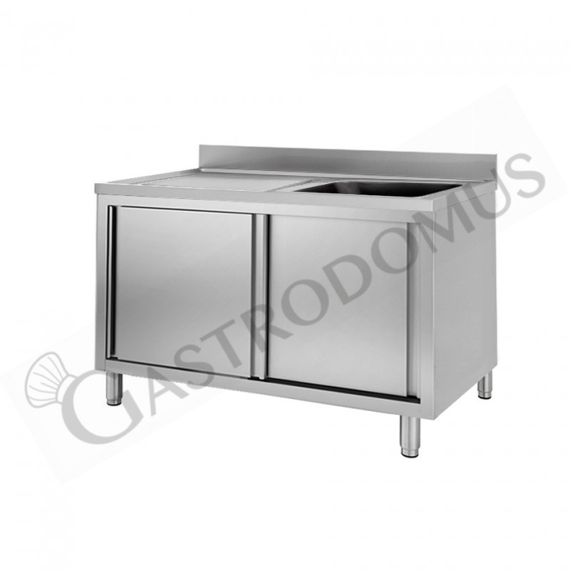 Lavello armadiato con porte scorrevoli,1 vasca,gocciolatoio a sinistra,alzatina,L1600xP700xH950mm Lavello armadiato con porte scorrevoli,1 vasca,gocciolatoio a sinistra,alzatina,L1600xP700xH950mm
