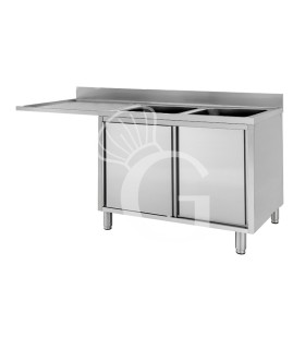 Lavello armadiato vano lavastoviglie,2 vasche,gocciolatoio sinistra,L1800xP600xH950mm