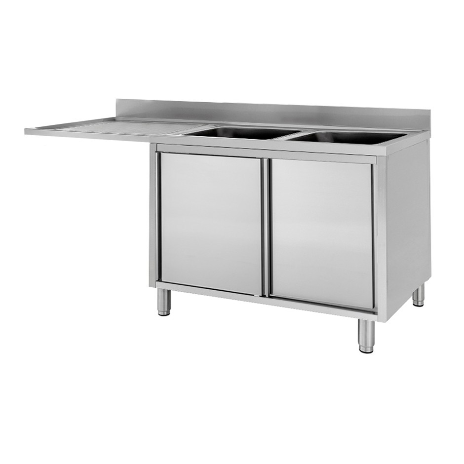 Lavello armadiato vano lavastoviglie,2 vasche,gocciolatoio sinistra,L1800xP600xH950mm