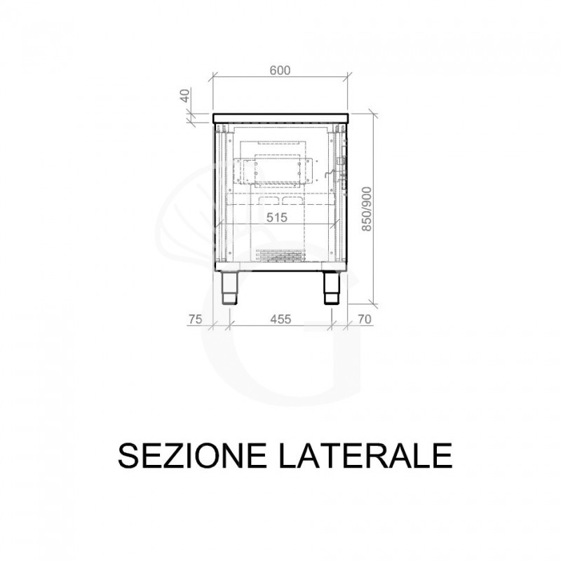 Tavolo caldo passante in acciaio inox con porte scorrevoli, L 1000 mm x P 600 mm x H 850 mm