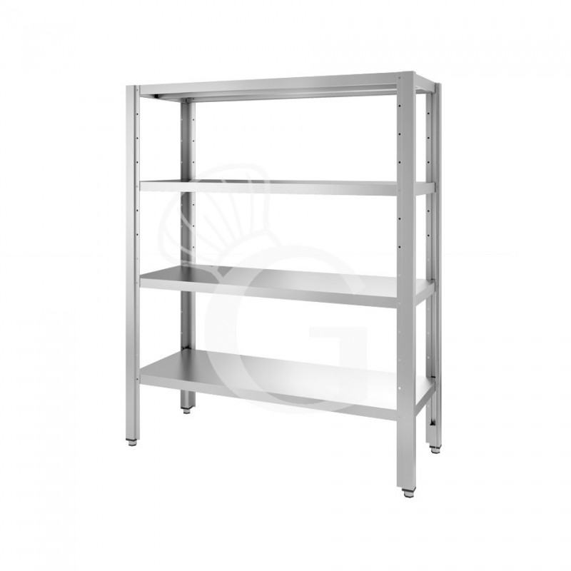 Scaffalatura inox con 4 ripiani, L 900 x P 600 x H 1500 mm