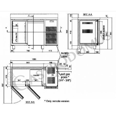 Tavolo refrigerato 2 porte piano in acciaio inox con alzatina prof.600 BT Tavolo refrigerato 2 porte piano in acciaio inox con alzatina prof.600 BT