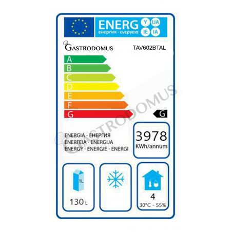 Scheda energetica tavolo refrigerato 2 porte con alzatina Prof. 600 mm - temperatura -18°C/-22°C Scheda energetica tavolo refrigerato 2 porte con alzatina Prof. 600 mm - temperatura -18°C/-22°C