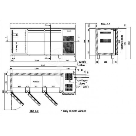 Tavolo refrigerato 3 porte piano in acciaio inox prof.600 BT Tavolo refrigerato 3 porte piano in acciaio inox prof.600 BT
