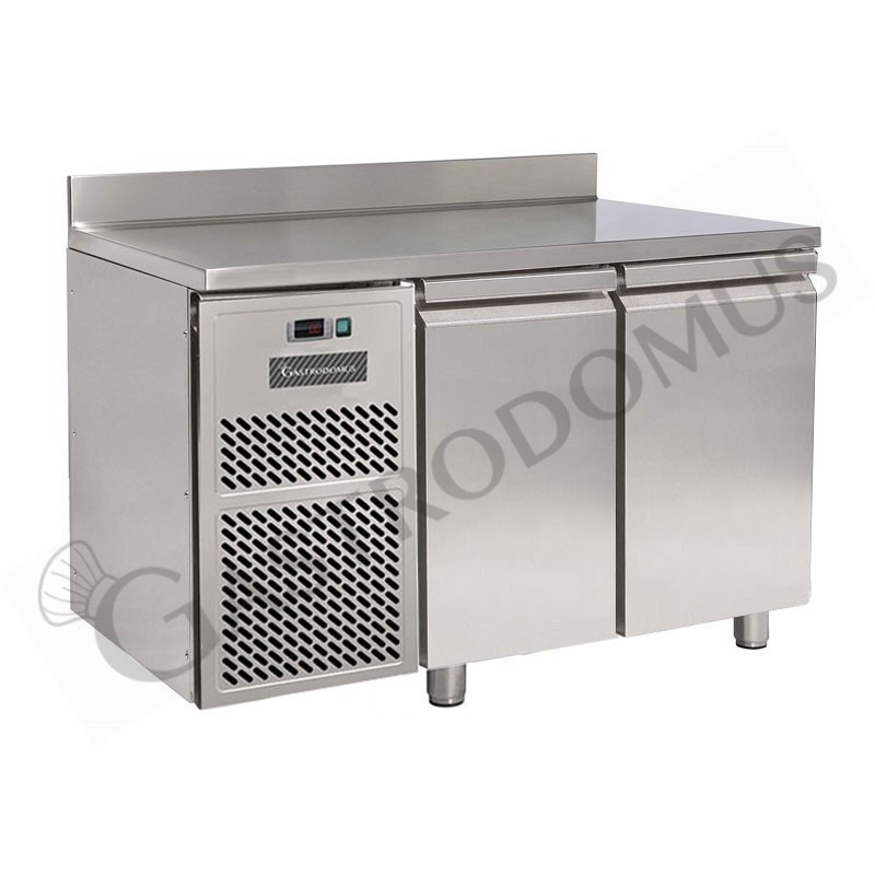 Tavolo refrigerato motore a sinistra 2 porte con alzatina Prof. 600 mm temperatura -18°C/-22°C