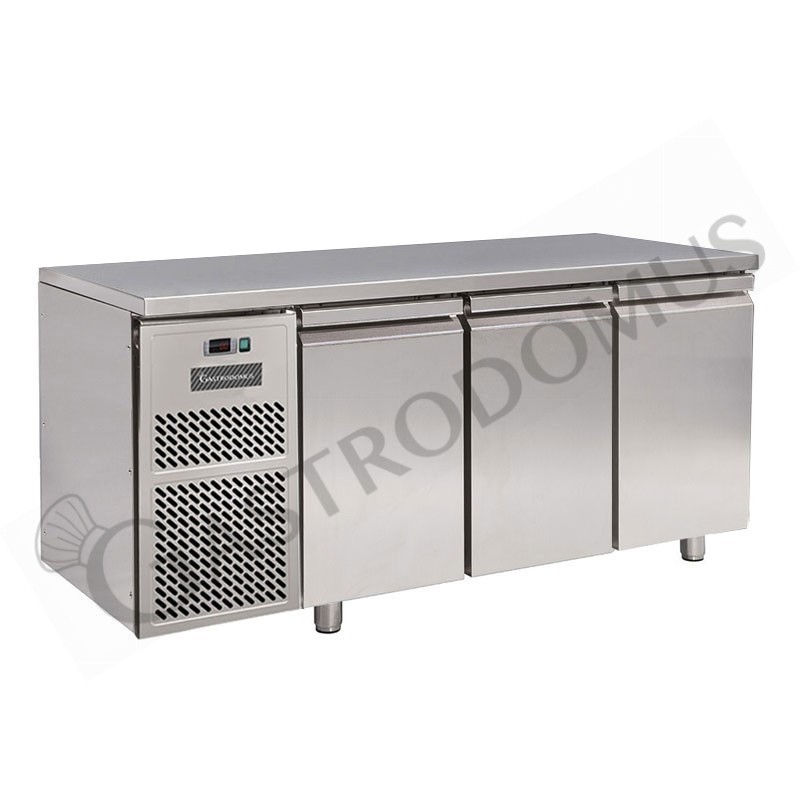 Tavolo frigo motore a sinistra con 3 porte Prof. 600 mm temperatura 0°C/+10°C