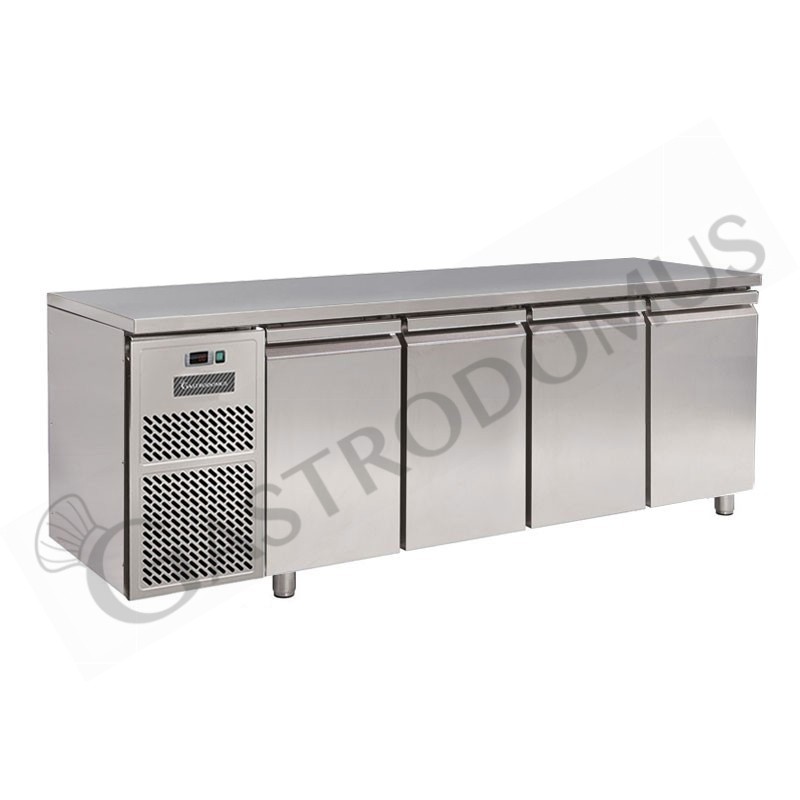 Tavolo refrigerato motore a sinistra 4 porte Prof. 600 mm temperatura 0°C/+10°C