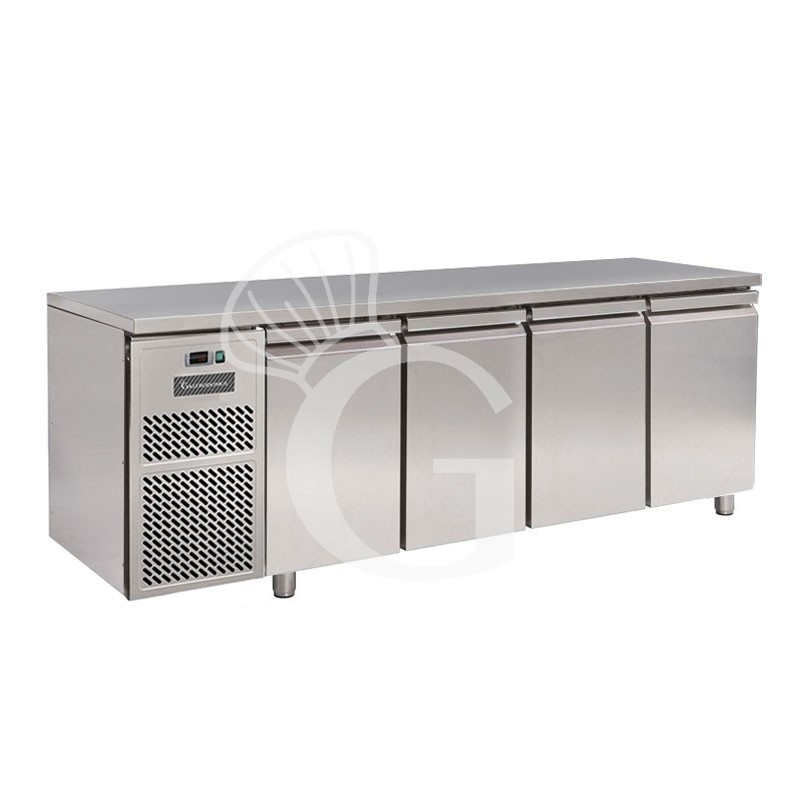 Tavolo frigo motore a sinistra 4 porte Prof. 700 mm temperatura 0°C/+10°C