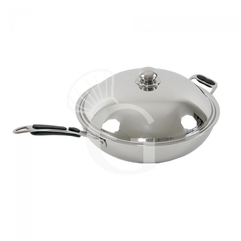 Padella per wok diametro 360 m x H 100 mm dotata di coperchio
