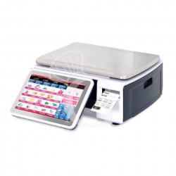 Bilancia commerciale etichettatrice touch screen, con portata 3/6 Kg e divisione 1/2 g dotata di piatto pesatura frutta
