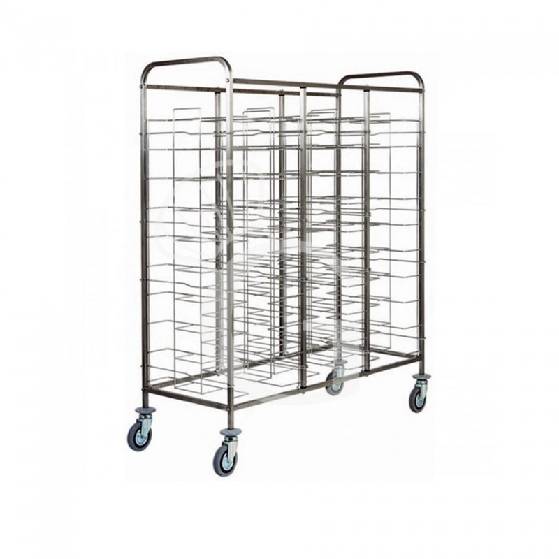 Carrello portavassoi universale in inox per 33 vassoi di dimensione massima 395 mm x 595 mm