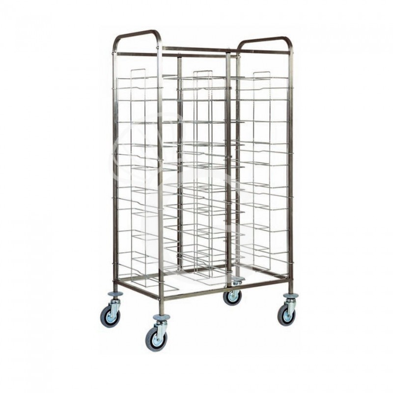 Carrello portavassoi universale in inox per 22 vassoi di dimensione massima 395 mm x 595 mm