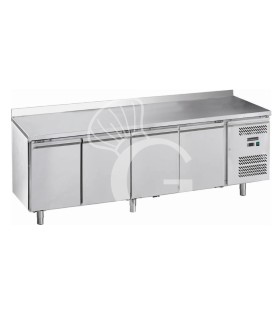 Tavolo refrigerato con 4 porte alzatina profondità 700 mm -2°C/+8°C