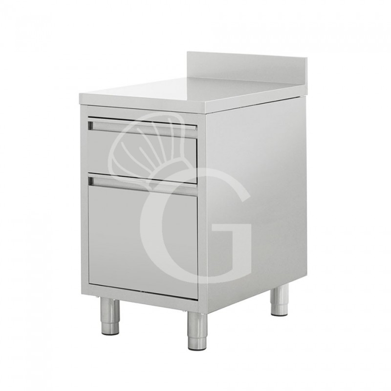 Cassettiera inox con cassetto, bottigliera, alzatina, misure500x700x950mm Cassettiera inox con cassetto, bottigliera, alzatina, misure500x700x950mm