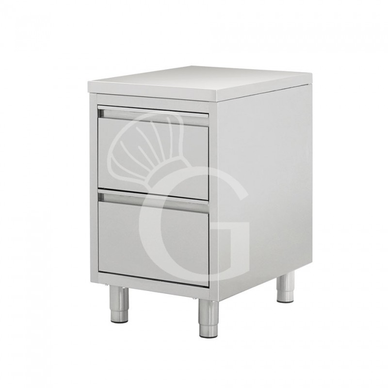 Cassettiera inox professionale 2 cassetti, misure 500x700x850mm Cassettiera inox professionale 2 cassetti, misure 500x700x850mm