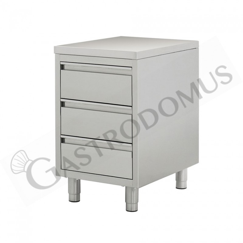 Cassettiera inox con 3 cassetti, misure500x700x850mm Cassettiera inox con 3 cassetti, misure500x700x850mm