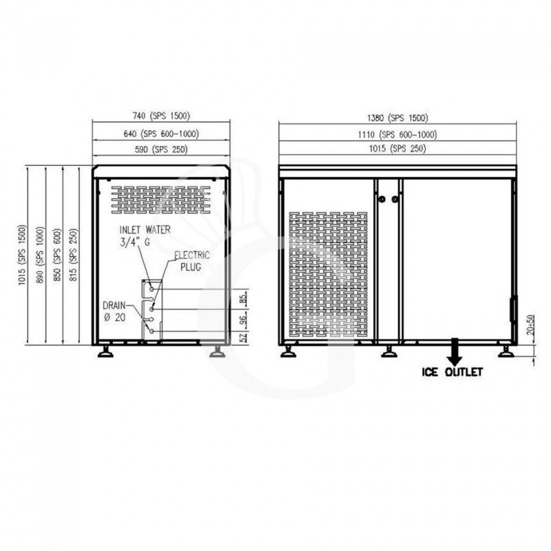Macchine del ghiaccio a scaglie piatte trifase kg 1500/24h raffreddamento ad aria
