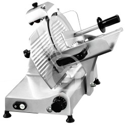 Affettatrice a gravità in alluminio, lama diametro 300 mm, affilatoio fisso e taglio utile L 220 mm x H 220 mm