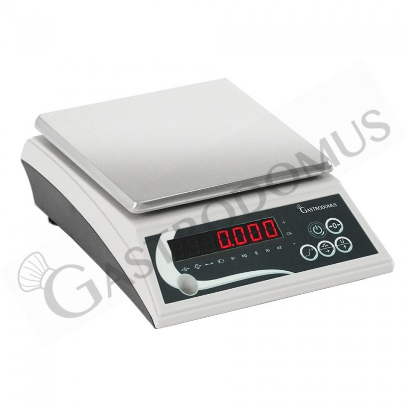 Bilancia in ABS controllo del peso display LED portata 6 Kg precisione 1 g L 205 mm x P 250 mm x H 80 mm