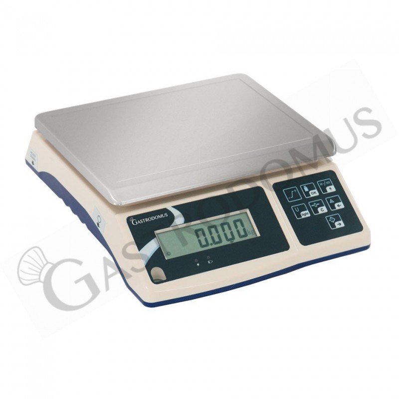 Bilancia ABS con display LCD controllo del peso portata 30 Kg precisione 1 g L 370 mm x P 330 mm x H 140 mm
