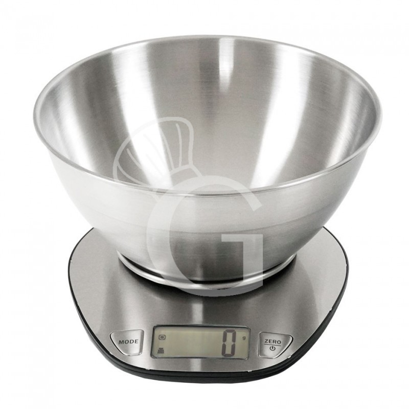 Bilancia da cucina schermo LCD portata 5 Kg piatto L 180 mm x diametro 215 mm x H 130 mm Bilancia da cucina schermo LCD portata 5 Kg piatto L 180 mm x diametro 215 mm x H 130 mm