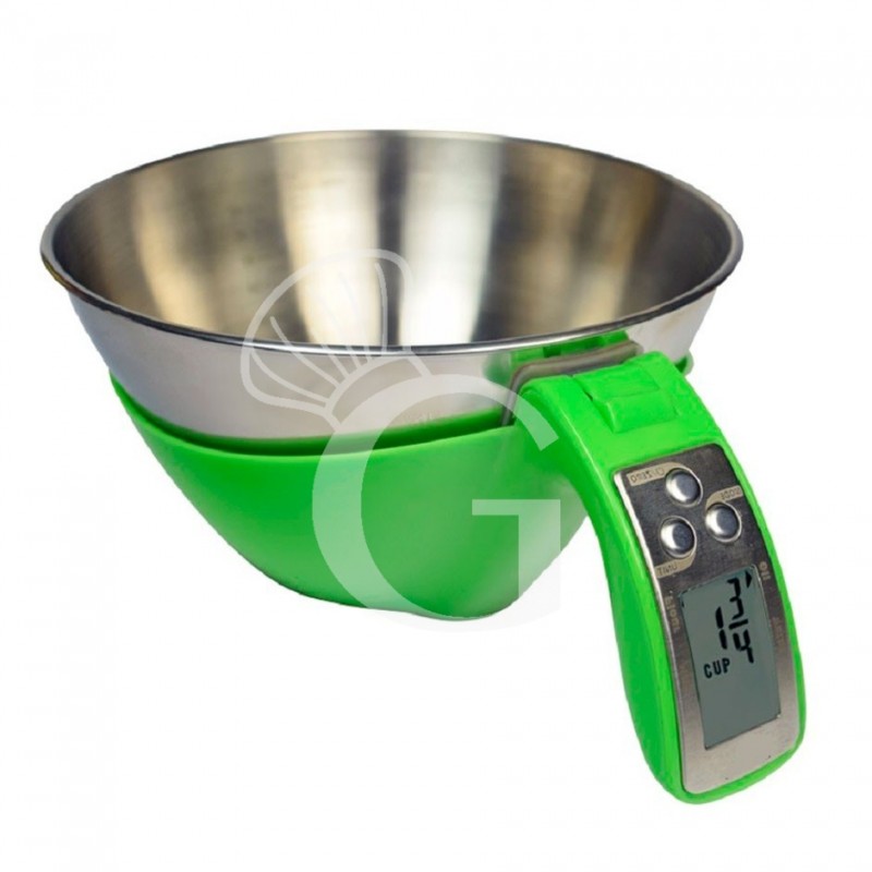 Bilancia da cucina ciotola in inox display LCD portata 5 Kg L 110 mm x diametro 210 mm x H 115 mm
