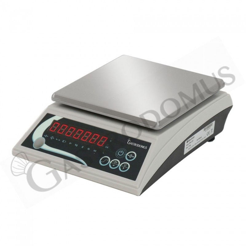 Bilancia in ABS controllo del peso display LED portata 6 Kg precisione 1 g L 205 mm x P 250 mm x H 80 mm