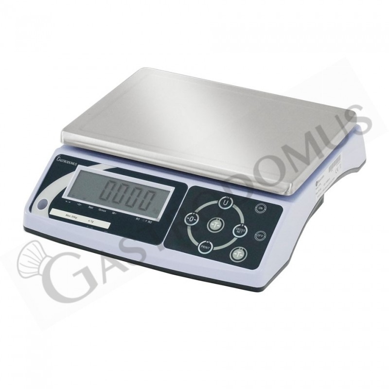 Bilancia controllo peso display LCD portata 30 Kg precisione 1 g L 325 mm x P 345 mm x H 115 mm