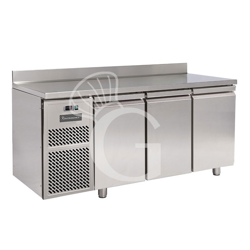 Tavolo frigo 3 porte con alzatina Prof. 800 mm 0°C/+10°C motore a sinistra