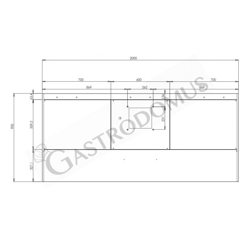 Cappa Snack a parete con motore L2000xP900xH450mm