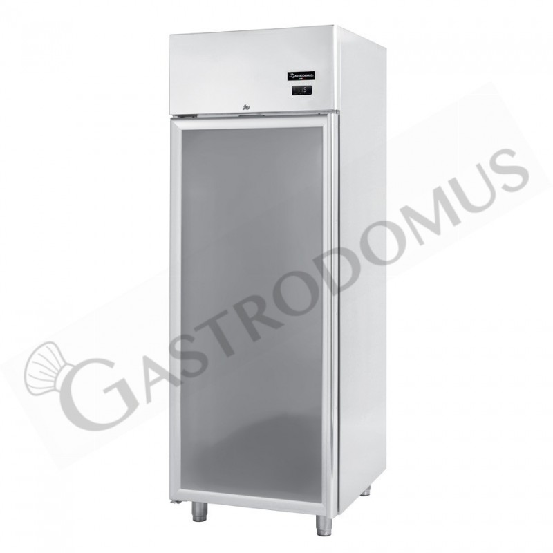 Armadio frigorifero ventilato per pesce/caseificio, Temperatura -5/+10°C, capacità 700 LT e porta vetro