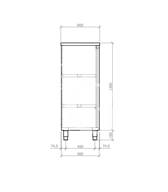 Armadio acciaio inox con 2 porte scorrevoli, 2 ripiani, L 1200 x P 600 x H 1500 mm