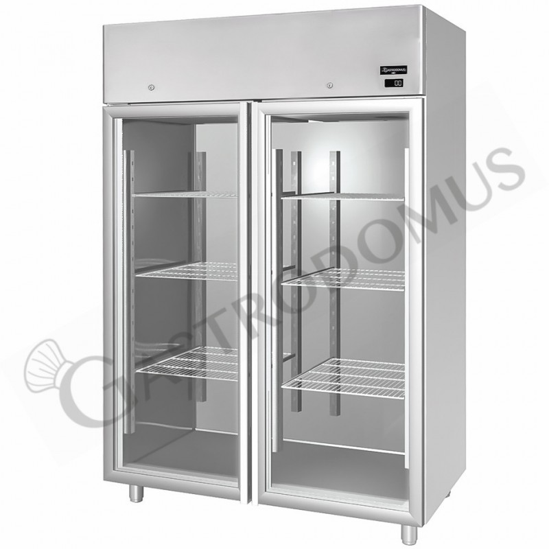 Armadio refrigerato in inox 2 porte vetro ventilato capacità 1200 Lt e temperatura -2°/+10°C