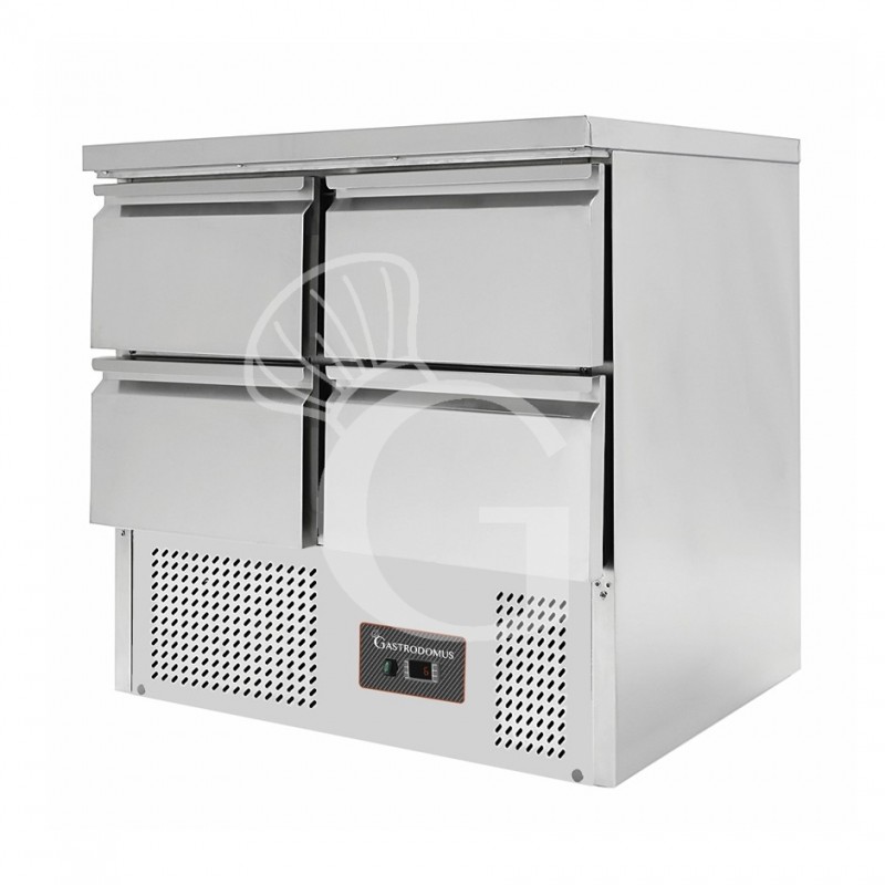 Saladette refrigerazione statica con 4 cassetti, piano in inox e temperatura +2°C/+8°C