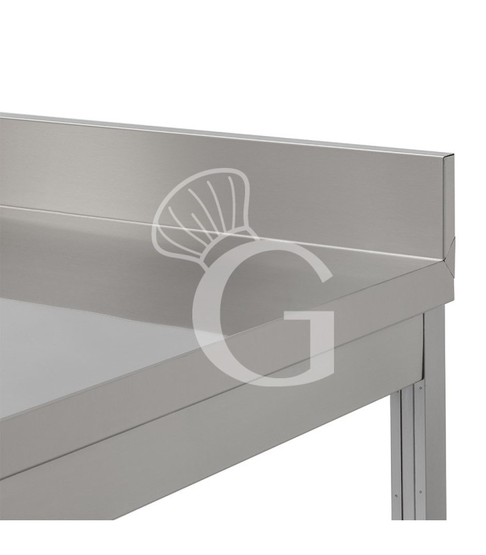 Tavolo in acciaio inox con alzatina 1600x600 per cucina