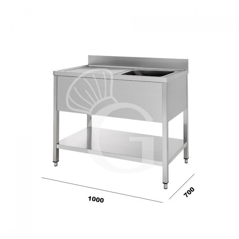 Lavello inox 1 vasca 1 gocciolatoio, mis.1000x700, per cucina