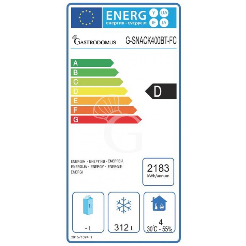 Scheda energetica Armadio Congelatore Statico -18°C/-22°C 429 LT classe energetica D