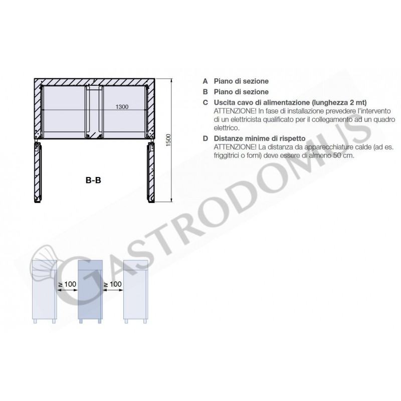Armadio Refrigerato Ventilato, 2 porte vetro -2°C/+10 °C 1400 LT