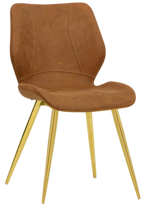 Sedia Kelly con struttura in metallo ottonato e rivestimento in tessuto
