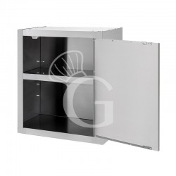 Pensile inox con 1 porta battente, 1 ripiano, L 400 x P 400 x H 660 mm